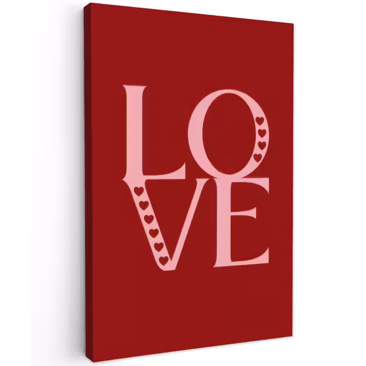 Love - Rood - Hatjes Tuinposter op houten frame 2 cm dik klein -3d
