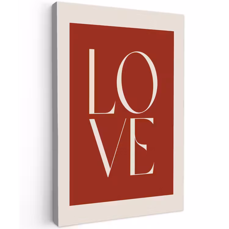 Love - Rood - Minimalistisch Tuinposter op houten frame 2 cm dik klein -3d