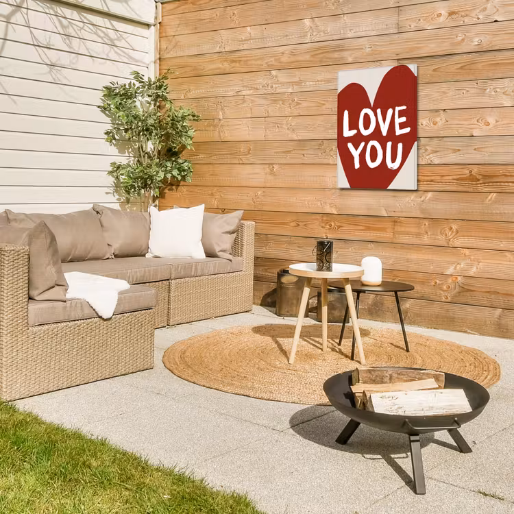 Loveyou - Hart - Rood Tuinposter op houten frame 2 cm dik klein -sfeer2