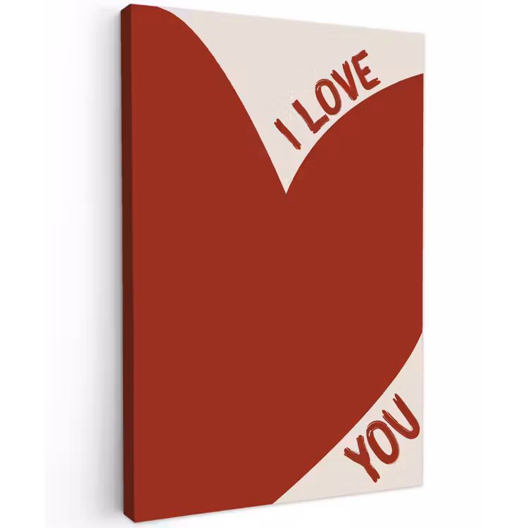 Loveyou - Rood - Hart Tuinposter op houten frame 2 cm dik klein -3d