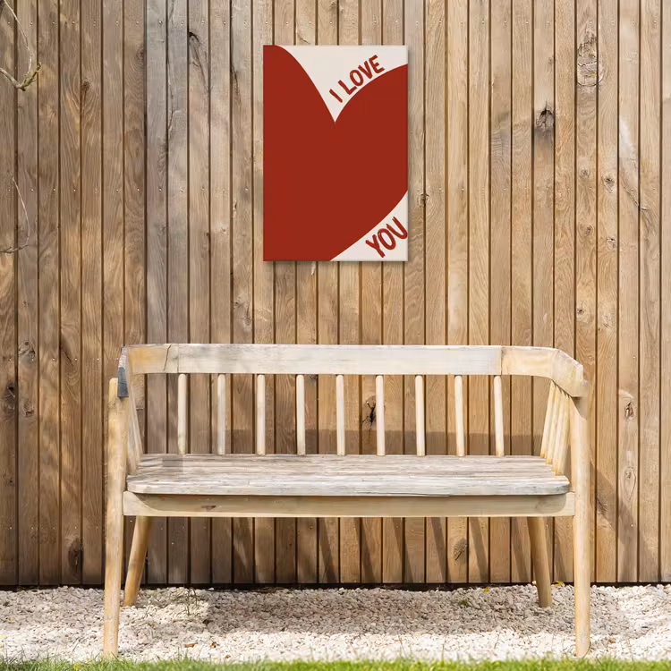 Loveyou - Rood - Hart Tuinposter op houten frame 2 cm dik klein -sfeer4