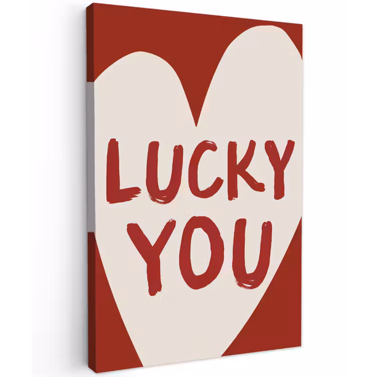 Lucky - Hart - Rood Tuinposter op houten frame 2 cm dik klein -3d