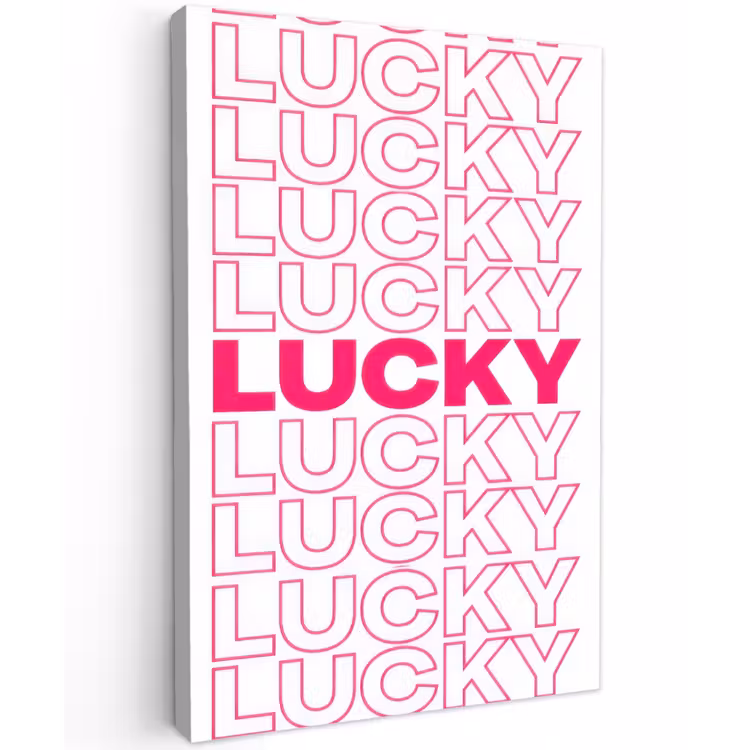 Lucky - Roze - Patroon Tuinposter op houten frame 2 cm dik klein -3d
