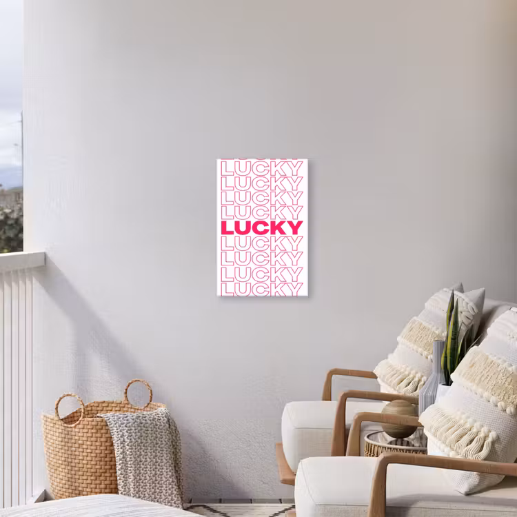 Lucky - Roze - Patroon Tuinposter op houten frame 2 cm dik klein -sfeer1