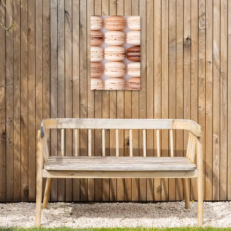 Macarons - Beige - Bruin Tuinposter op houten frame 2 cm dik klein -sfeer4