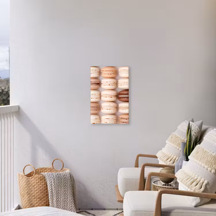 Macarons - Beige - Bruin Tuinposter op houten frame 2 cm dik klein -sfeer1