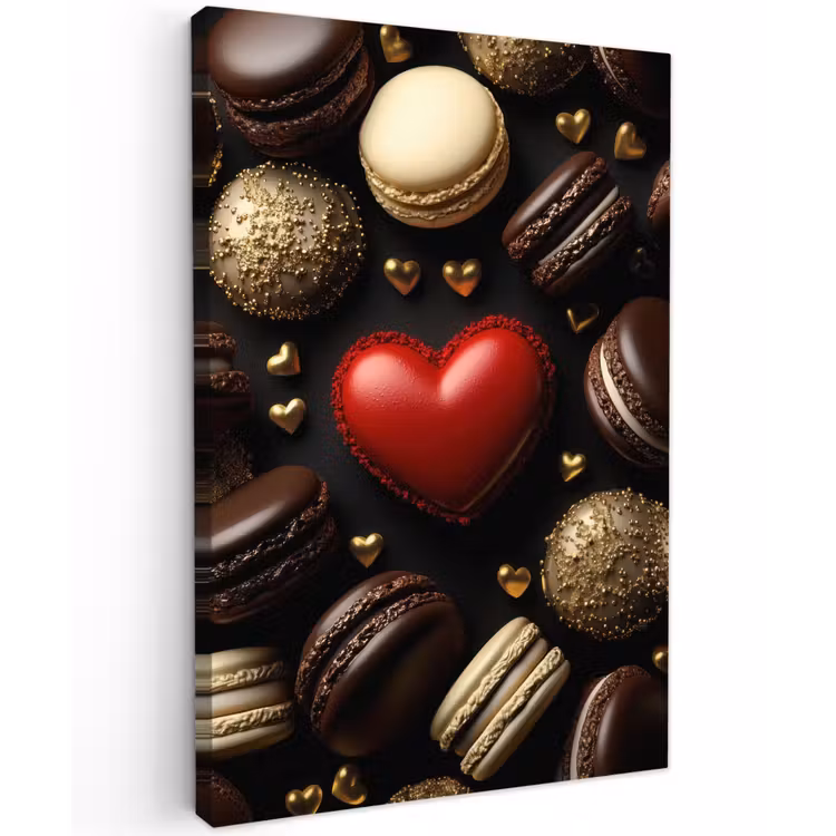 Macarons - Rood - Hart Tuinposter op houten frame 2 cm dik klein -3d