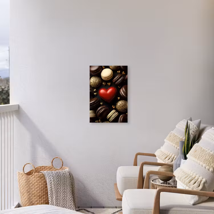 Macarons - Rood - Hart Tuinposter op houten frame 2 cm dik klein -sfeer1