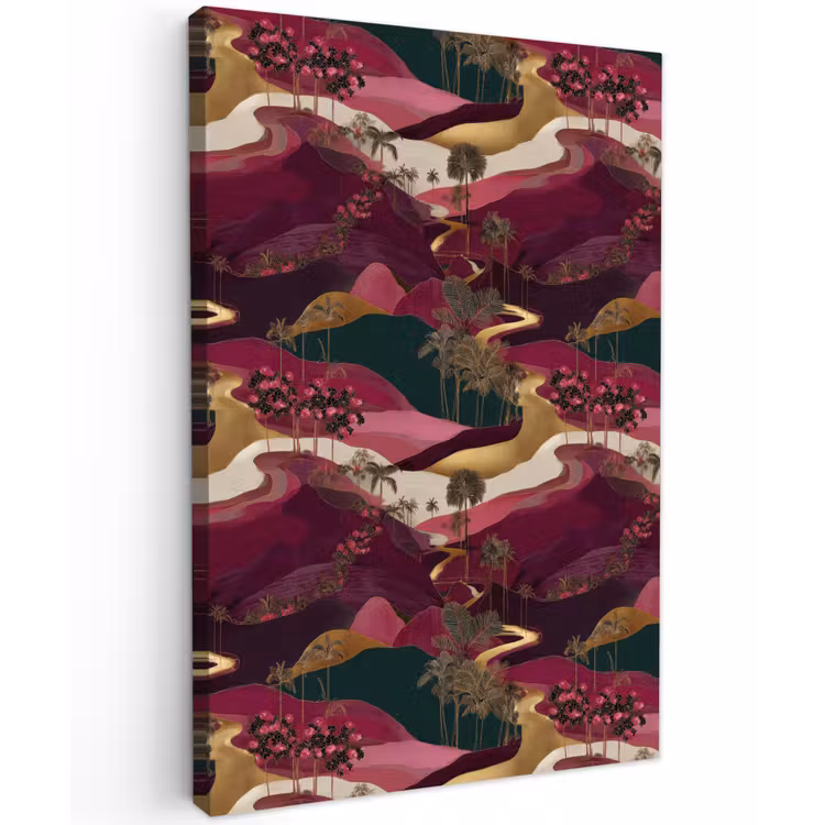 Magisch - Palmbomen - Goud Tuinposter op houten frame 2 cm dik klein 841 -3d