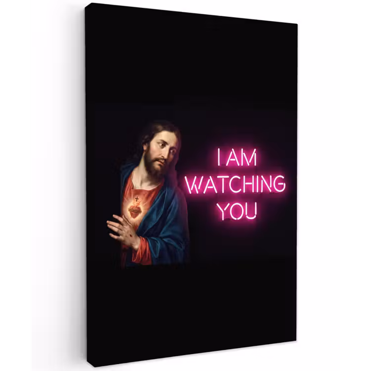 Man - Tekst - Neon Tuinposter op houten frame 2 cm dik klein -3d