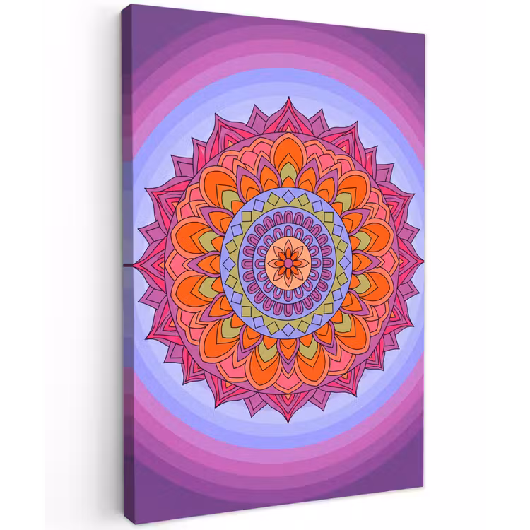 Mandala - Cirkel - Abstract - Kleurrijk - Patroon Tuinposter op houten frame 2 cm dik klein -3d