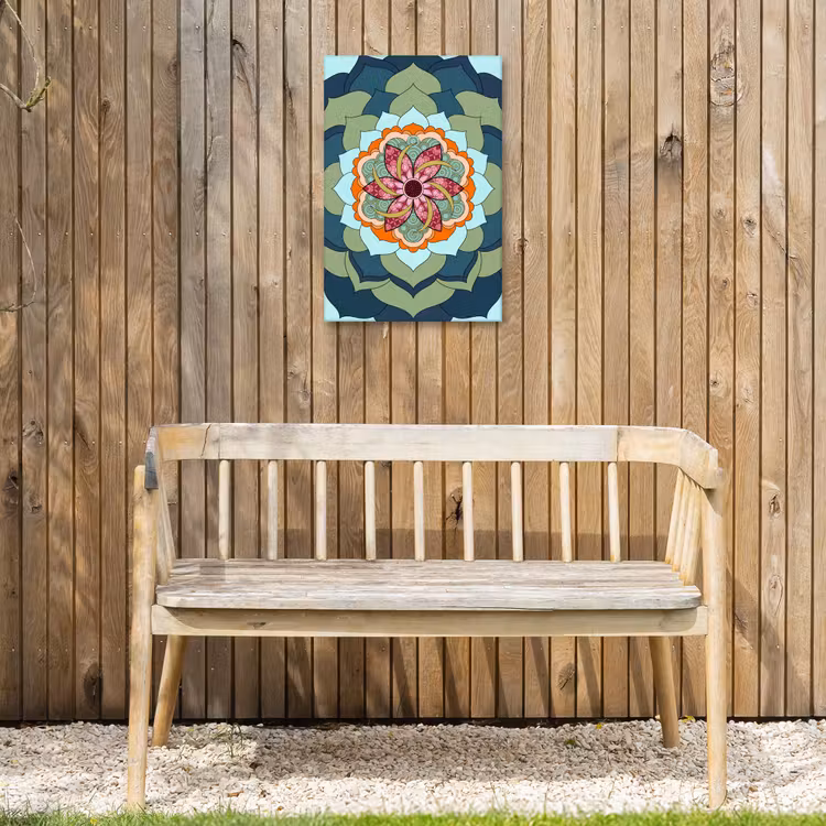 Mandala - Geometrisch - Kunst - Decoratief - Kleurrijk Tuinposter op houten frame 2 cm dik klein -sfeer4