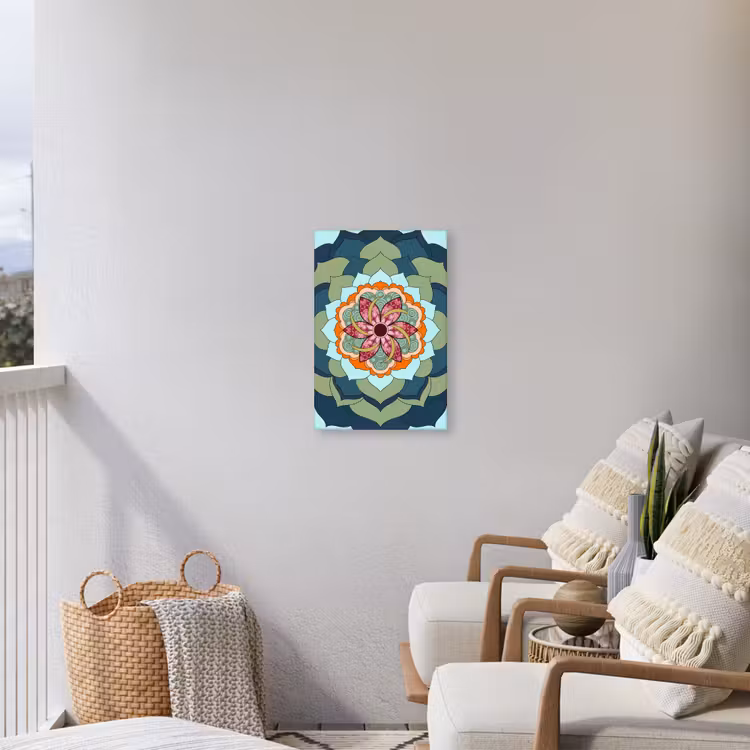 Mandala - Geometrisch - Kunst - Decoratief - Kleurrijk Tuinposter op houten frame 2 cm dik klein -sfeer1