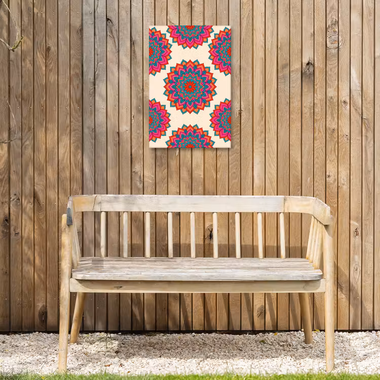 Mandala - Patroon - Abstract - Kleurrijk - Modern Tuinposter op houten frame 2 cm dik klein -sfeer4