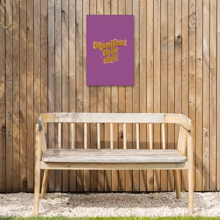 Manifest that shit - Paars - Glitter Tuinposter op houten frame 2 cm dik klein -sfeer4