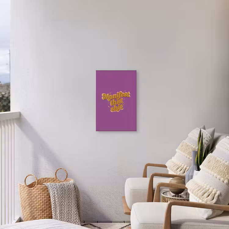 Manifest that shit - Paars - Glitter Tuinposter op houten frame 2 cm dik klein -sfeer1