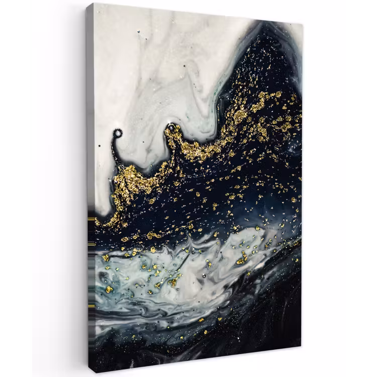 Marmer - Abstract - Goud - Luxe Tuinposter op houten frame 2 cm dik klein -3d