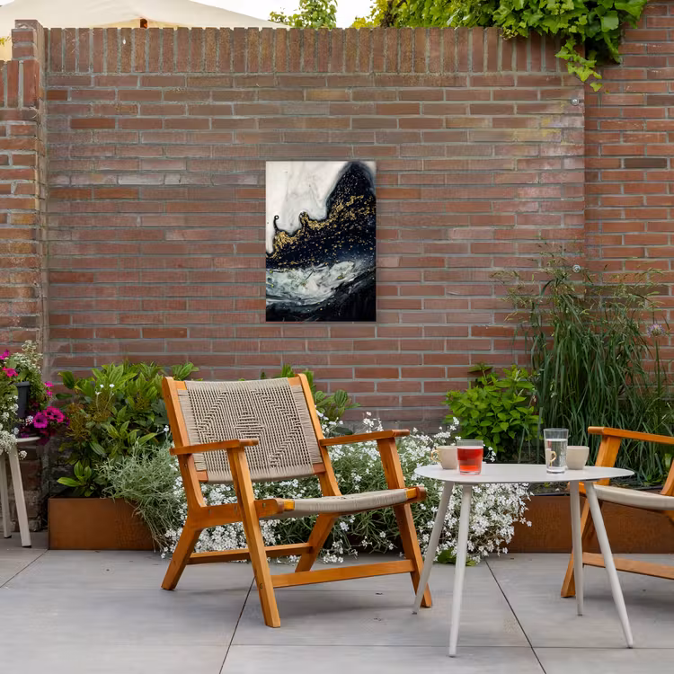 Marmer - Abstract - Goud - Luxe Tuinposter op houten frame 2 cm dik klein -sfeer3