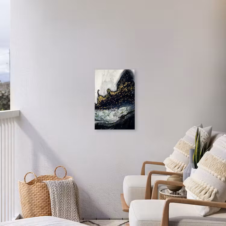 Marmer - Abstract - Goud - Luxe Tuinposter op houten frame 2 cm dik klein -sfeer1