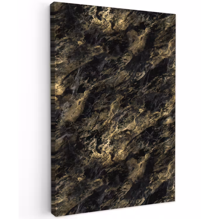 Marmer - Zwart - Goud Tuinposter op houten frame 2 cm dik klein 841 -3d