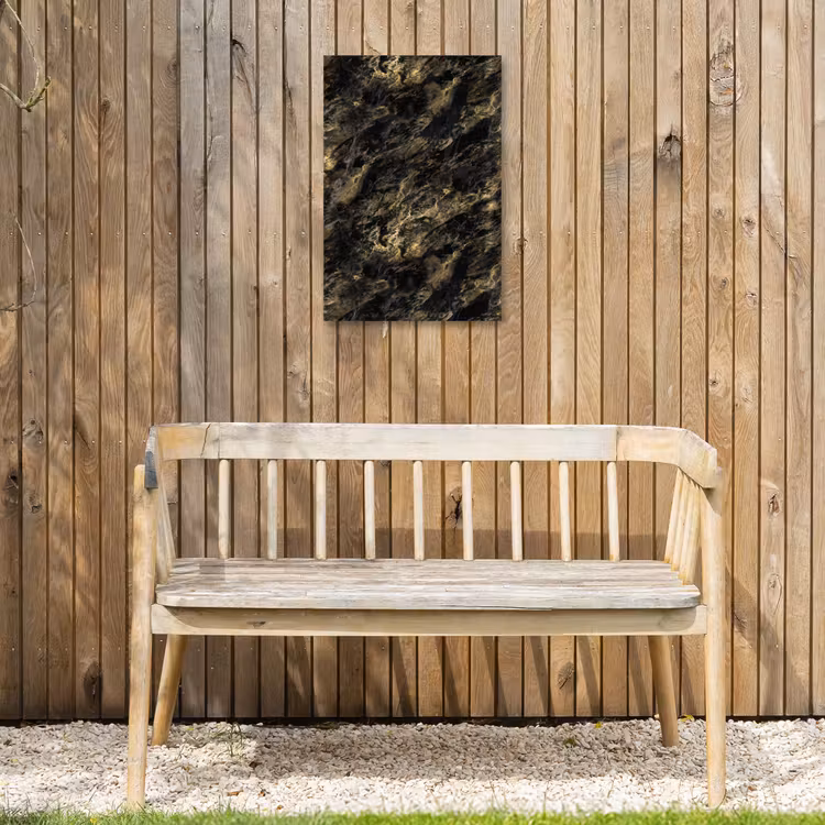 Marmer - Zwart - Goud Tuinposter op houten frame 2 cm dik klein 841 -sfeer4
