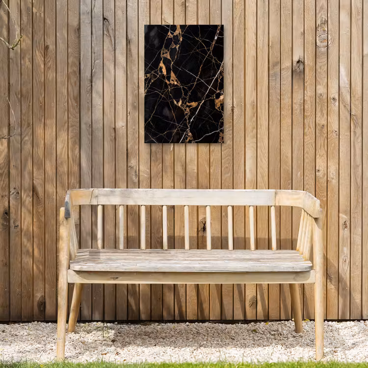 Marmer - Goud - Abstract - Zwart Tuinposter op houten frame 2 cm dik klein -sfeer4
