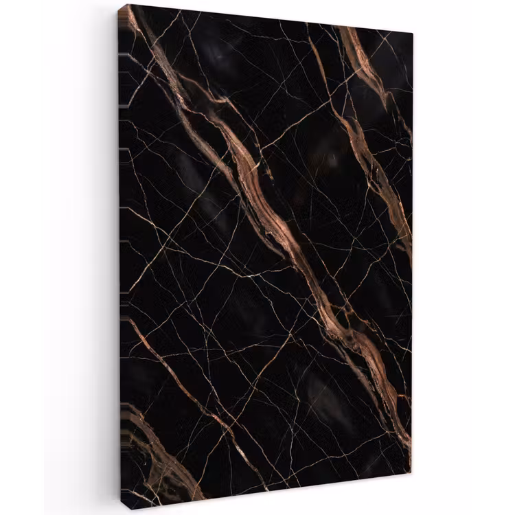 Marmer - Goud - Patroon - Luxe - Zwart Tuinposter op houten frame 2 cm dik klein -3d