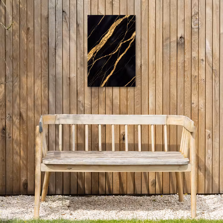 Marmer - Goud - Textuur - Abstract - Zwart Tuinposter op houten frame 2 cm dik klein -sfeer4