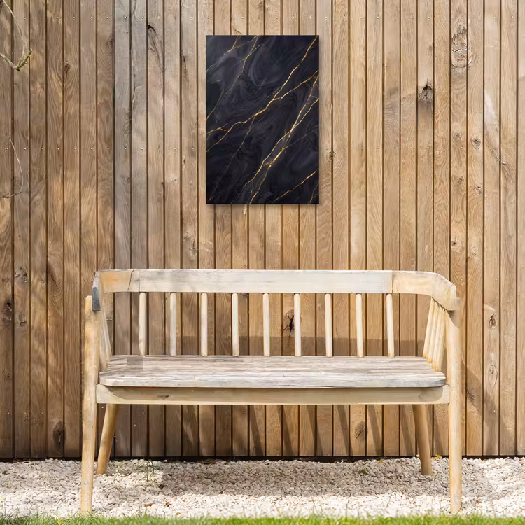Marmer - Goudaders - Abstract - Modern - Zwart Tuinposter op houten frame 2 cm dik klein -sfeer4
