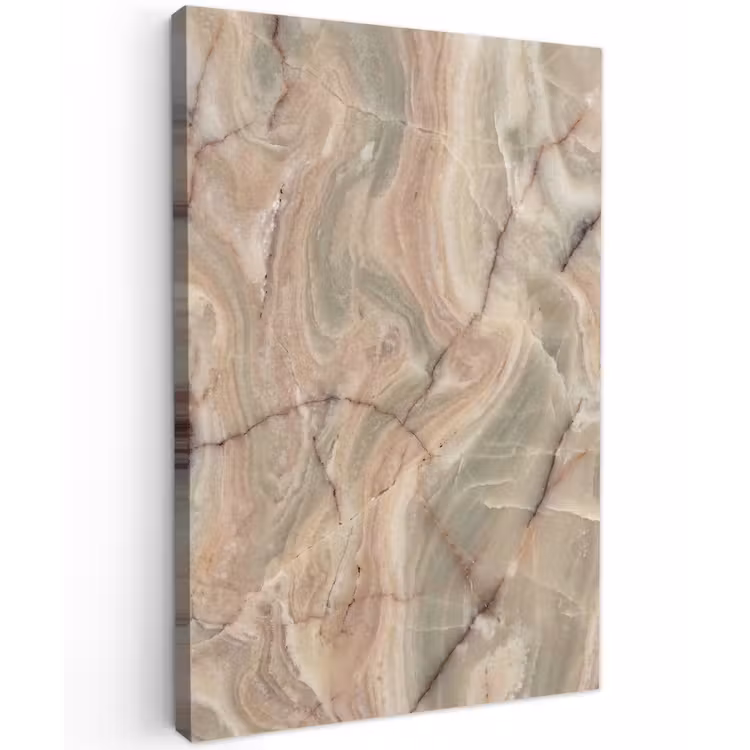Marmer - Patroon - Abstract - Beige - Groen Tuinposter op houten frame 2 cm dik klein -3d