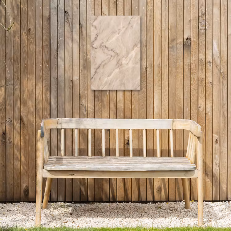 Marmer - Patroon - Abstract - Modern - Beige Tuinposter op houten frame 2 cm dik klein -sfeer4