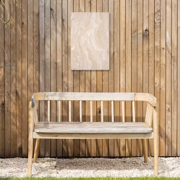 Marmer - Patroon - Beige - Steen - Abstract Tuinposter op houten frame 2 cm dik klein -sfeer4