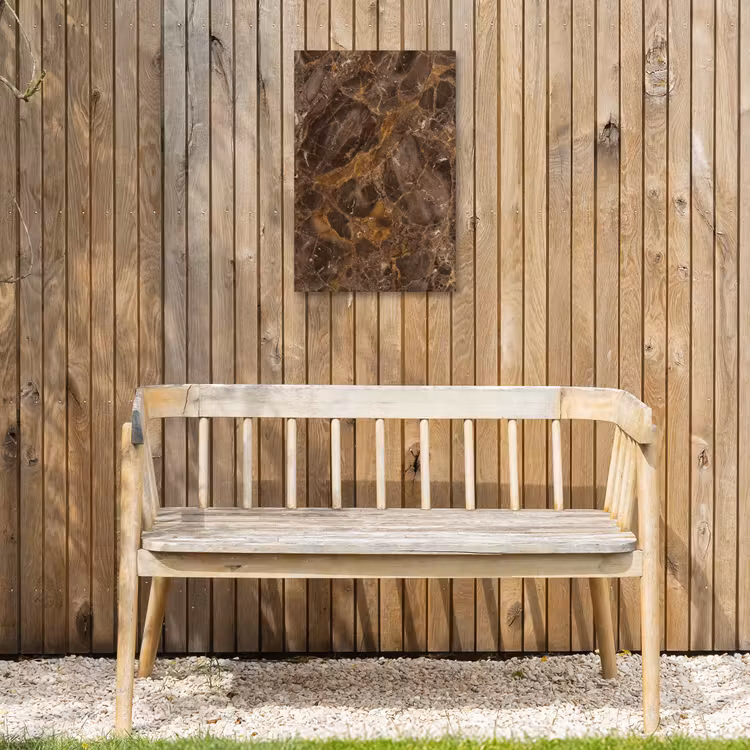 Marmer - Patroon - Natuur - Bruin - Goud Tuinposter op houten frame 2 cm dik klein -sfeer4