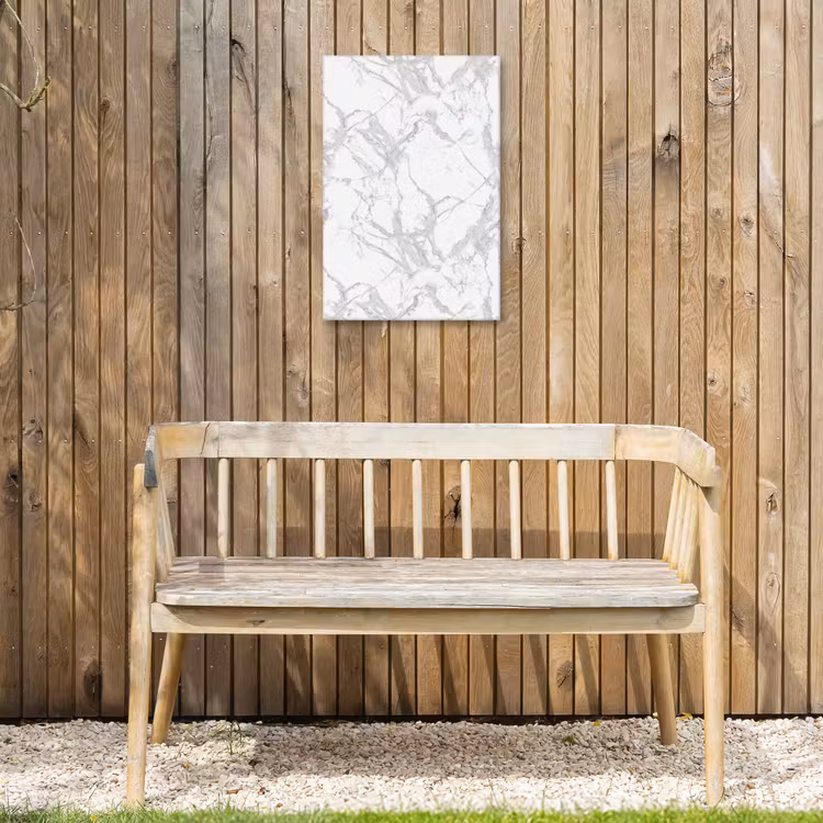 Marmer - Zuiver - Grijs - Aders Tuinposter op houten frame 2 cm dik klein 841 -sfeer4