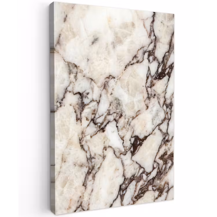 Marmer - Textuur - Abstract - Wit - Bruin Tuinposter op houten frame 2 cm dik klein -3d