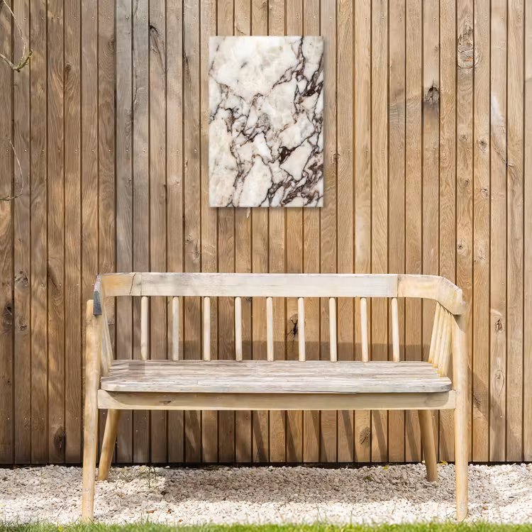 Marmer - Textuur - Abstract - Wit - Bruin Tuinposter op houten frame 2 cm dik klein -sfeer4