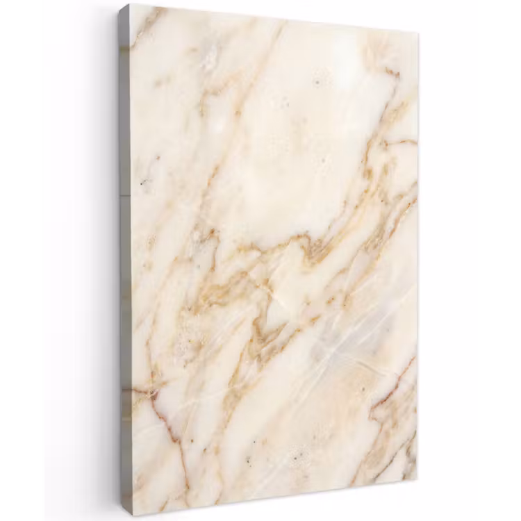 Marmer - Ader - Abstract - Wit - Goud Tuinposter op houten frame 2 cm dik klein -3d
