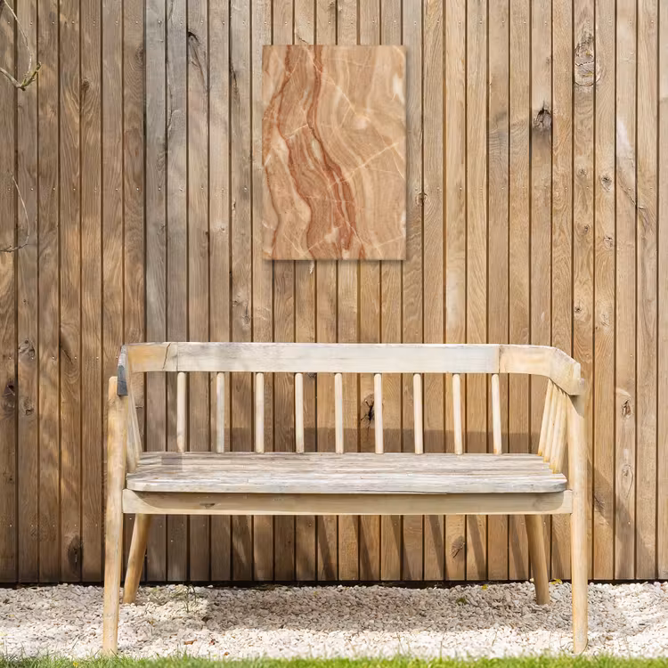 Marmer - Ader - Natuur - Abstract - Beige Tuinposter op houten frame 2 cm dik klein -sfeer4