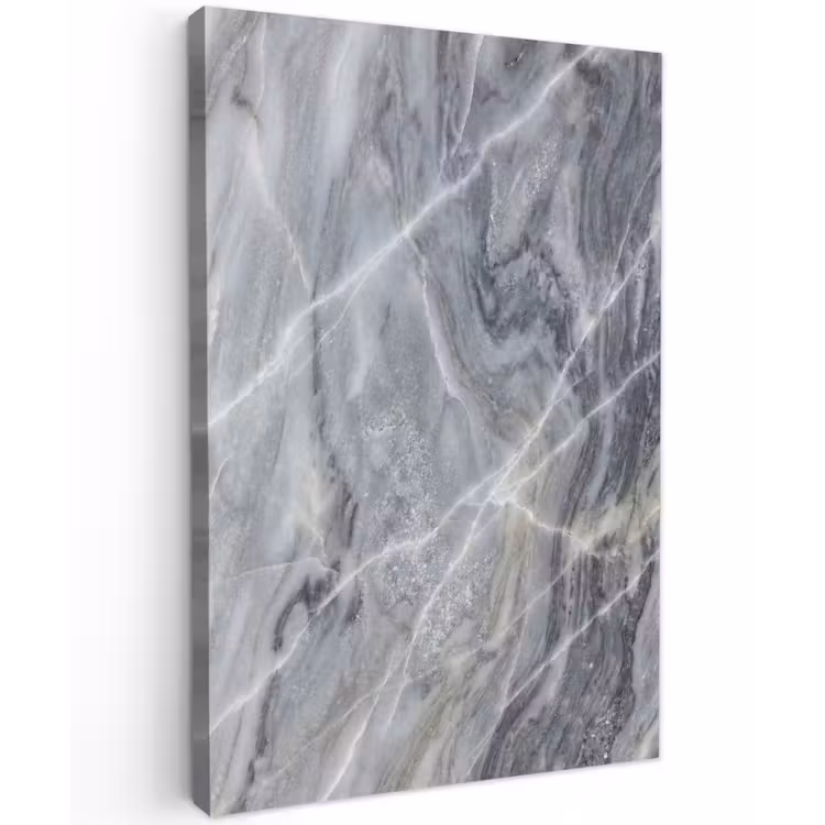 Marmer - Ader - Patroon - Abstract - Grijs Tuinposter op houten frame 2 cm dik klein -3d