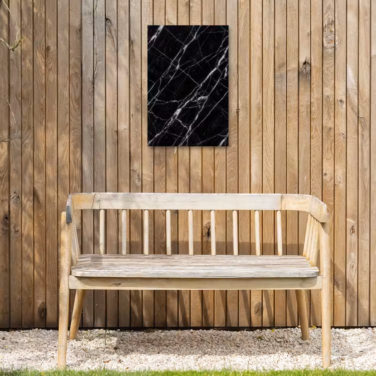 Marmer - Aders - Abstract - Zwart Tuinposter op houten frame 2 cm dik klein -sfeer4