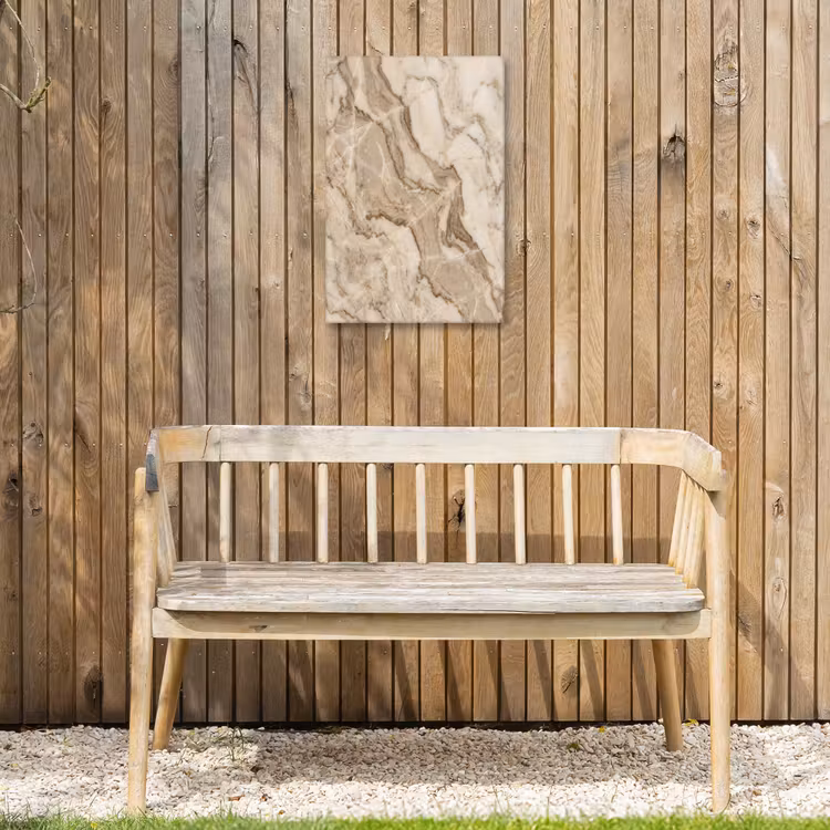 Marmer - Aderen - Textuur - Beige - Modern Tuinposter op houten frame 2 cm dik klein -sfeer4