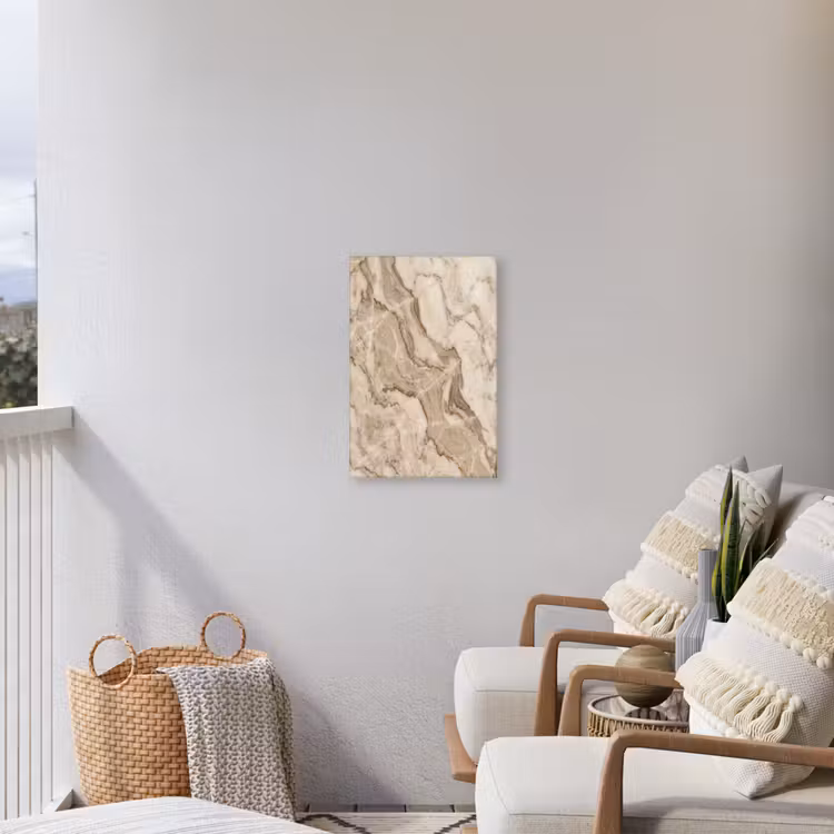 Marmer - Aderen - Textuur - Beige - Modern Tuinposter op houten frame 2 cm dik klein -sfeer1