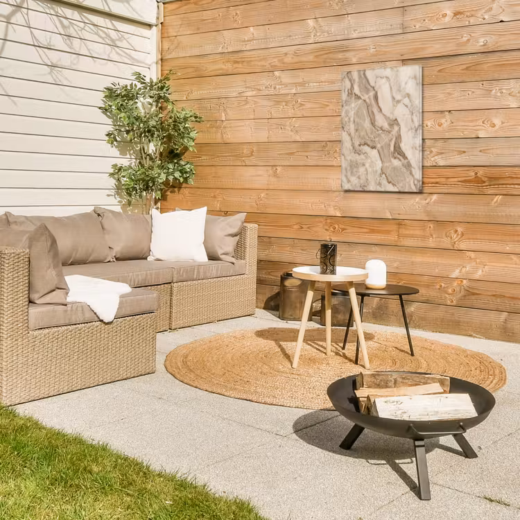 Marmer - Aderen - Textuur - Beige - Modern Tuinposter op houten frame 2 cm dik klein -sfeer2
