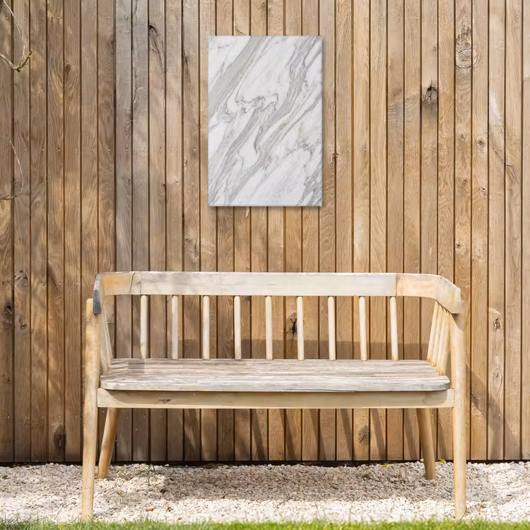 Marmer - Wit - Grijs - Structuur - Modern Tuinposter op houten frame 2 cm dik klein -sfeer4
