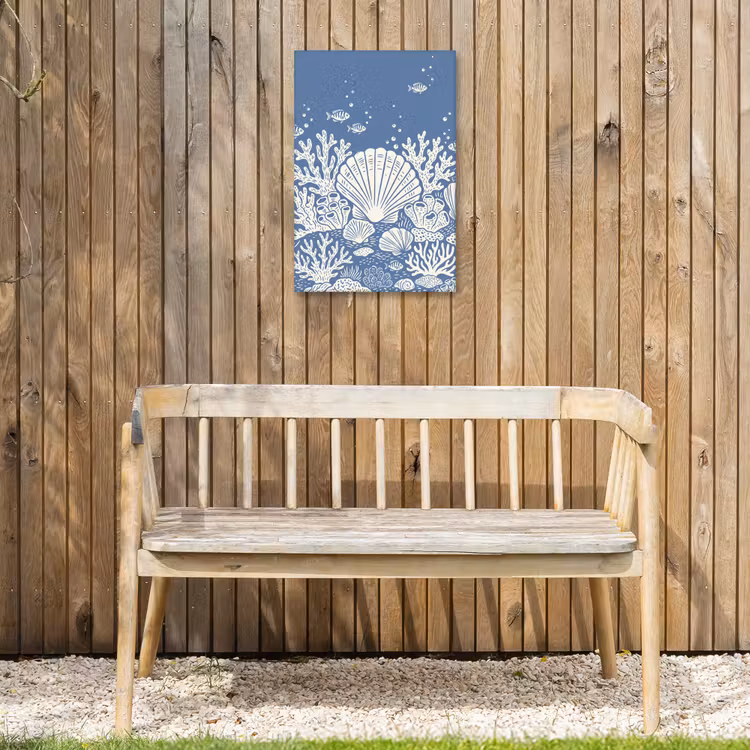 Zeeleven - Koraal - Schelp - Vis - Illustratie - Onderwater Tuinposter op houten frame 2 cm dik klein -sfeer4