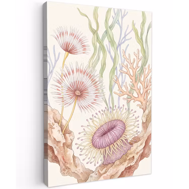 Zeeleven - Koraal - Onderwater - Illustratie - Kleurrijk Tuinposter op houten frame 2 cm dik klein -3d