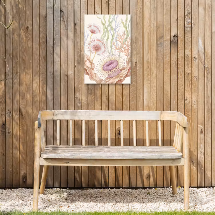 Zeeleven - Koraal - Onderwater - Illustratie - Kleurrijk Tuinposter op houten frame 2 cm dik klein -sfeer4