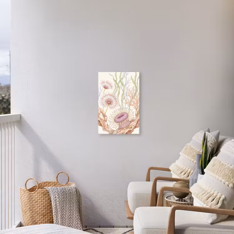 Zeeleven - Koraal - Onderwater - Illustratie - Kleurrijk Tuinposter op houten frame 2 cm dik klein -sfeer1