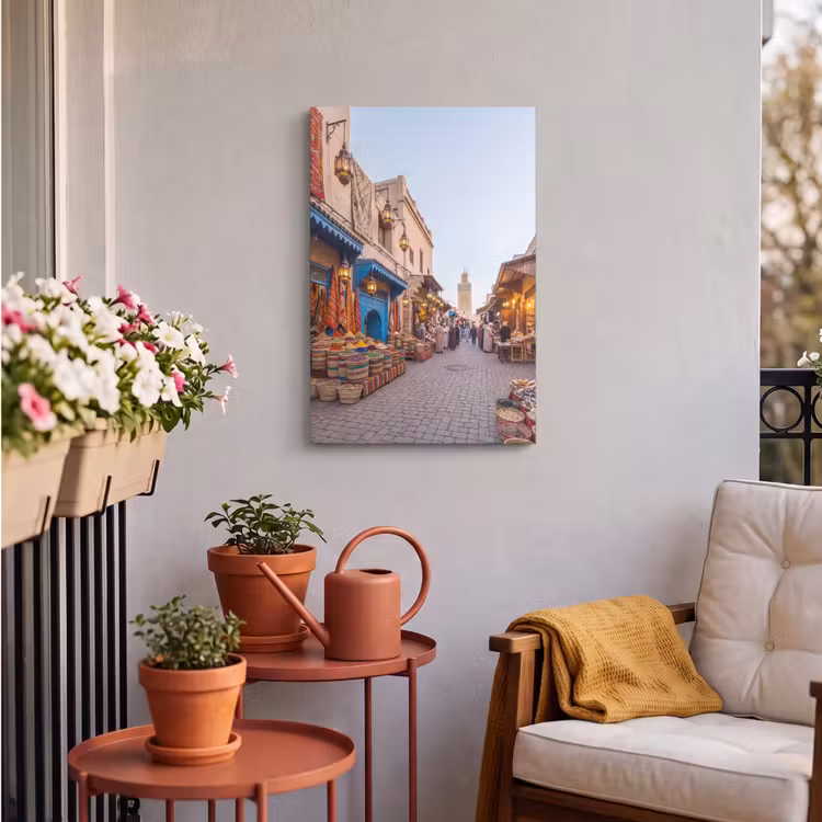 Outdoor Canvas Print - Market - Oriental - Colorful - Markt - Oosters - Kleurrijk Tuinposter op houten frame 2 cm dik klein