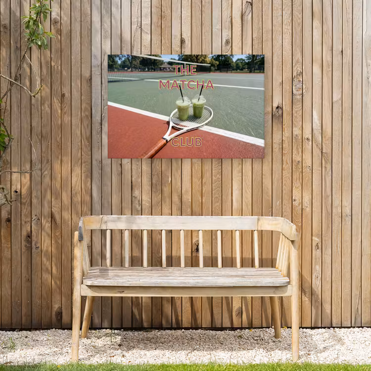 Matcha Club - Tennis - Matcha Tuinposter op houten frame 2 cm dik middel -sfeer4